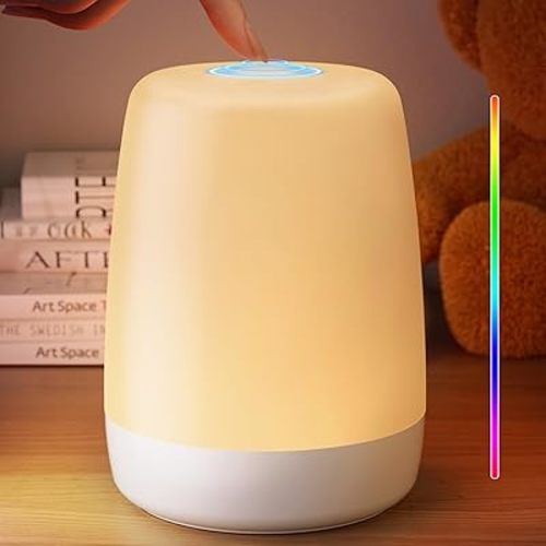 Nursery Night Light, Touch Bedside Lamp Rechargeable, RGB Color Changing Dimmable Table Lamp, Sleep Aid Kids Breastfeeding LED Night Lamp