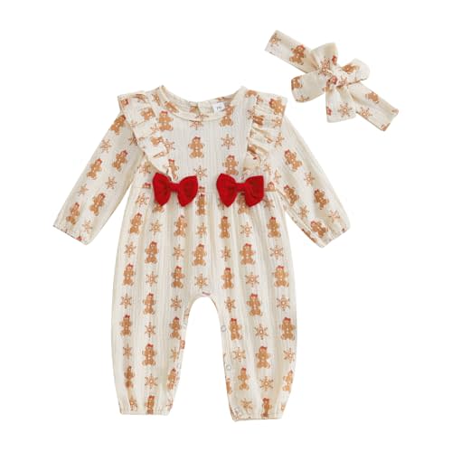 Lenjindjer Newborn Baby Girl Halloween Clothes Puff Sleeve Cotton Linen Ruffle Pumpkin Print Jumpsuit Fall One Piece Outfits