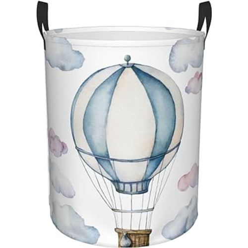 Hot Air Balloon Round Laundry Hamper Storage Basket Toys Clothes Organizer Bin For Home Bathroom Bedroom Dorm Nursery, 38l