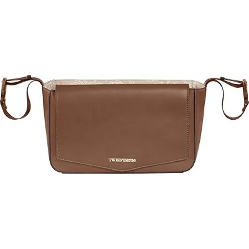 TWELVElittle Stroller Organizer Peek A Boo Stroller Caddy 2.0, Travel caddy with Wipes Case in Vegan Leather, Toffee