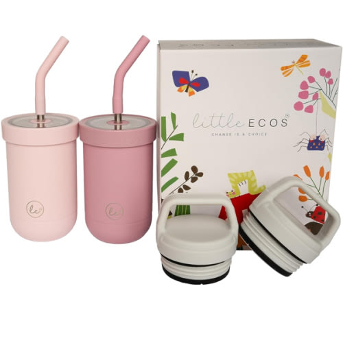 Toddler straw cups spill proof | Set of 2 Stainless steel Baby straw sippy cups for toddlers 2+ 3+ year old | Insulated Kids cup tumblers | Best training cups for toddlers 1-3