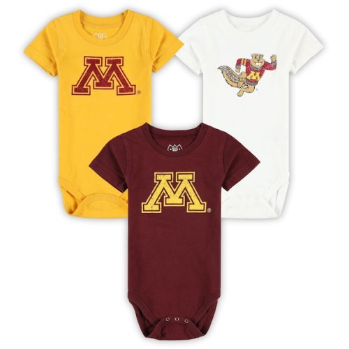 Infant Wes & Willy  Minnesota Golden Gophers Three-Pack Bodysuit Set