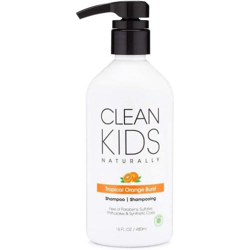 Clean Kids Naturally Tropical Orange Burst Shampoo, All-Natural, Gluten-free, Vegan, and Cruelty-free, Paraben-free, 16 oz, EWG Verified (1 Bottle)