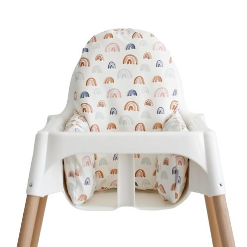Yeah Baby Goods Wipeable Cushion Cover (Earthtone Rainbows) - Compatible with The IKEA Antilop Highchair - Soft, Waterproof Baby High Chair Cover