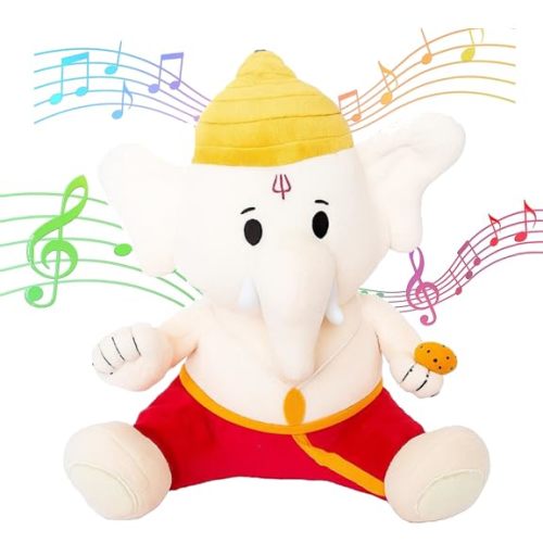 MODI TOYS Baby Ganesh Plush Toy – Sings 5 Authentic Ganpati Mantras in Sanskrit – 11” Spiritual Hindu Toy – Gift for Indian Babies, Kids, Grandparents – Diwali, Baby Shower, Birthday, Get Well Soon