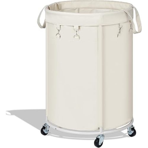 efluky 150L Laundry Basket with Wheels, Large Rolling Laundry Hampers with Handles for Bathroom, Bedroom & Laundry Room, Beige