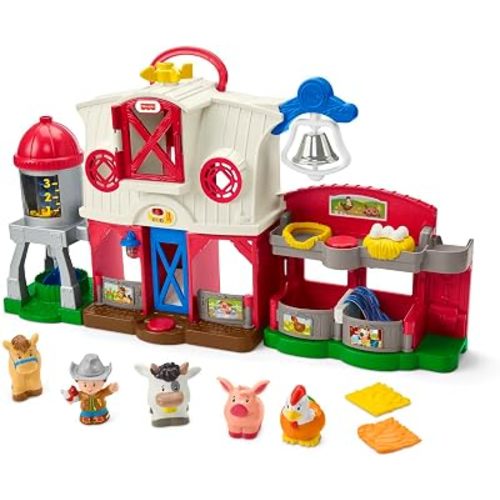 Fisher-Price Little People Caring for Animals Farm Electronic Interactive playset with Smart Stages Learning Songs for Toddlers Ages 1 and up (Amazon Exclusive)