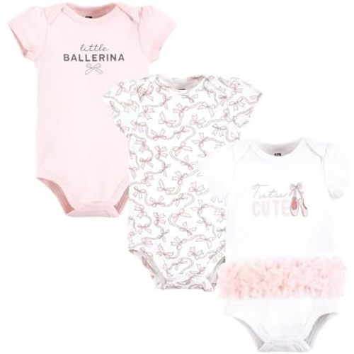 Hudson Baby Baby Girls' 3pc Cotton Bodysuits