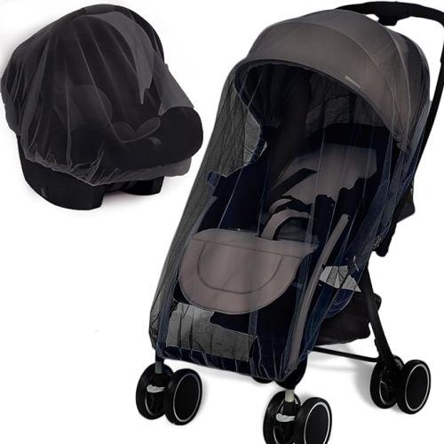 Mosquito Net for Stroller - Protective Baby Stroller Mosquito Net 2Pack - Perfect Bug Net for Strollers, Bassinets, Cradles, Playards, Pack N Plays and Portable Mini Crib (Black)