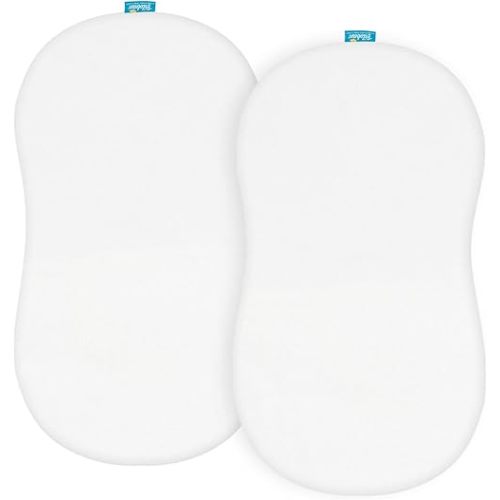 100% Cotton Bassinet Sheets Compatible with Halo Bassinest Swivel, Flex, Glide, Premiere & Luxe Series Sleeper, 2 Pack, Ultra Soft Bassinet Sheet for Baby, White