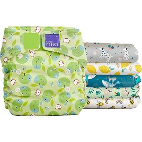 Bambino Mio, Miosolo Classic Reusable Cloth Diapers Set, Adjustable Size, Favorites, Pack of 6