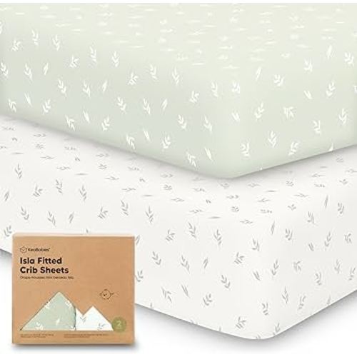 2-Pack Crib Sheets for Boys,Girls - Viscose Derived from Bamboo Fitted Crib Sheet, Organic Baby Crib Sheets, Crib Mattress Sheet,Toddler Bed Sheets,Baby Sheets for Crib Fitted Sheets (Herb)