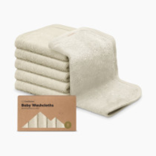 KeaBabies Deluxe Baby Bamboo Viscose Washcloths (6 Pack) - Stone, 6