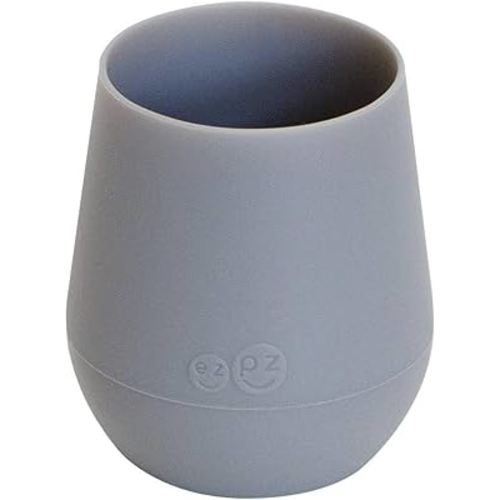 ezpz Tiny Cup (Gray) - 100% Silicone Training Cup for Infants - 4 months + - Designed by a Pediatric Feeding Specialist - Baby-led Weaning Essentials & Baby Gifts