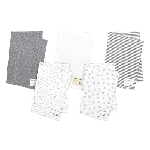 Burt's Bees Baby - Burp Cloths, 5-Pack Extra Absorbent 100% Organic Cotton Drool Cloths - Grey Variety