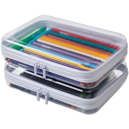 2PCS Clear Hard Shell Zipper Case