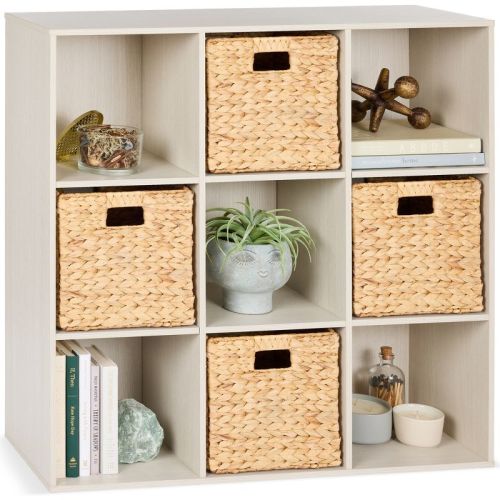 Best Choice Products 9-Cube Bookshelf, 11in Display Storage Organizer w/ 3 Removable Back Panels - Whitewash