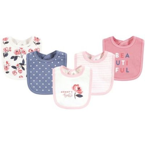 Touched By Nature Infant Girl Organic Cotton Bibs, Bubblegum Floral, One Size