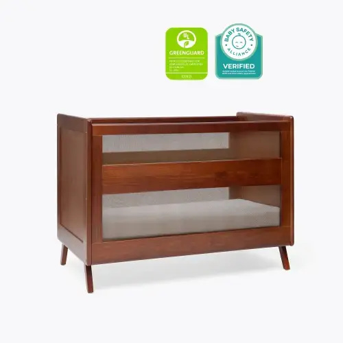 HALO 3-in-1 Convertible Wood Baby Cribs with Mesh Walls