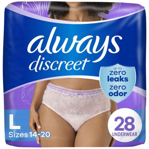 Always Discreet Adult Postpartum Incontinence Underwear for Women - Maximum Protection - S/M - 19ct