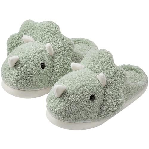 Unisex Dinosaur Slippers Plush House Slippers Soft Sandals Indoor & Outdoor Fuzzy Winter Slippers 2024