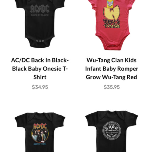 Rock and Roll Clothing for Babies and Infants - Official Band Shirts