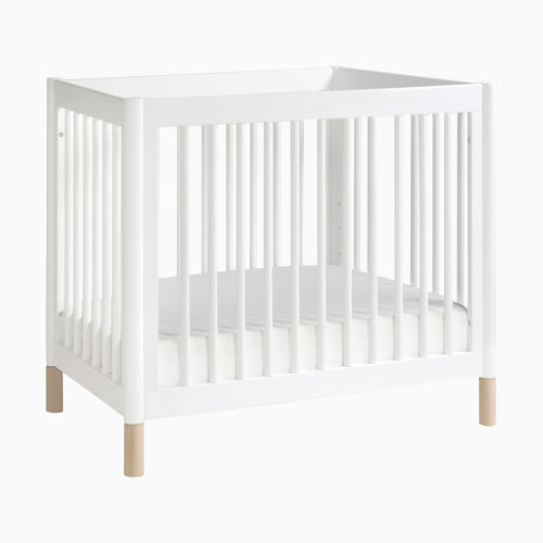 babyletto Gelato 4-in-1 Convertible Mini Crib - White Finish With Washed Natural Feet