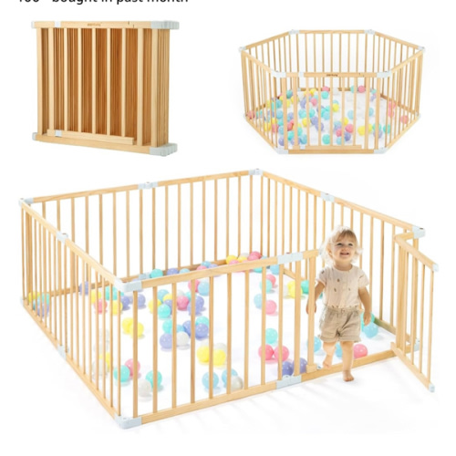 Amazon.com : Wooden Baby Playpen with Door, Changeable & Expandable Baby Play Fence for Toddlers, Large Wood Playpen Safety Baby Gate Playard, Safe Play Area Kids Activity Center Indoor Outdoor(26" Tall, 8-Panel) : Baby