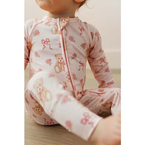 Teddy Bear and Bows Zipper Romper