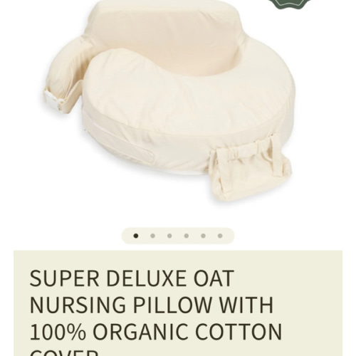 Super Deluxe Oat Nursing Pillow with 100% Organic Cotton Cover