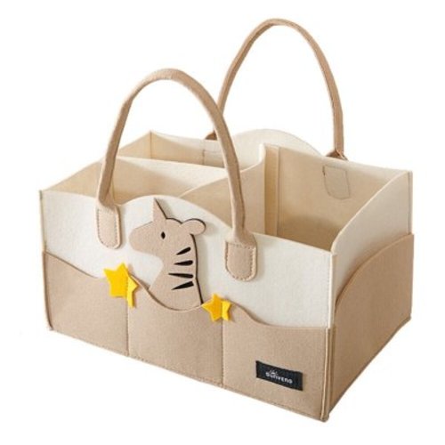 Sunveno Foldable Polyester Nursery Diaper Caddy Organizer for Infant with Zebra