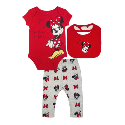 Disney Newborn Baby Girls Layette Set, 3pcs Bib Set, Sizes 0/3 Months - 3/6 Months - 6/9 Months