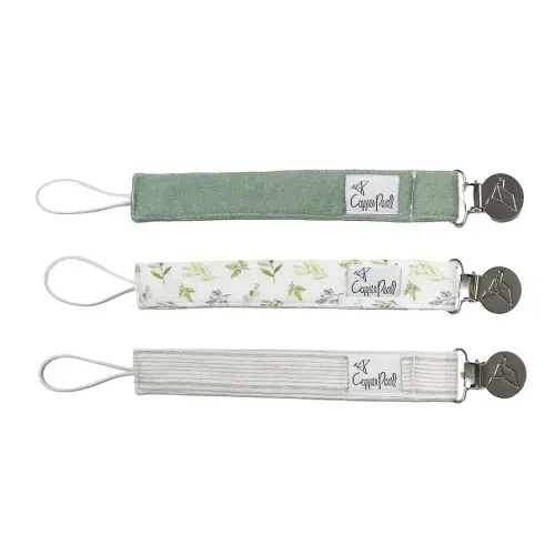 Copper Pearl Pacifier Clip 3-Pack: Premium Knit Binky Clips for Baby Girls and Boys - Stylish Stainless Steel Pacifier Holder Clip - Baby Pacifier Clips for No More Floor Drops - Haven