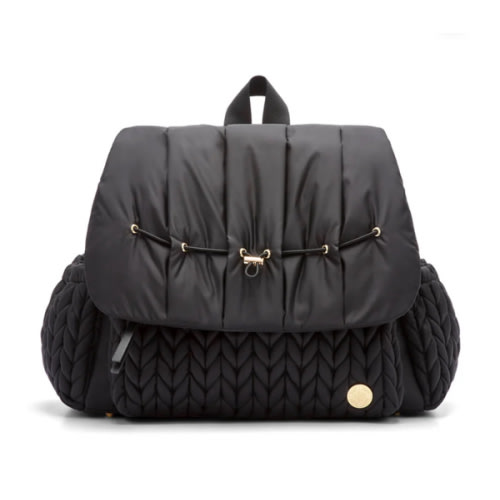 Levy Stylish Diaper Backpack - Black Herringbone