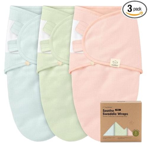 3-Pack Organic Swaddles for Newborns, Baby Swaddles 0-3 Months (Mellow) | Newborn Swaddle Sleep Sacks, Soft Cotton, Infant, Baby Swaddle Wraps, Girls, Boys, Large Hook & Loop Closure