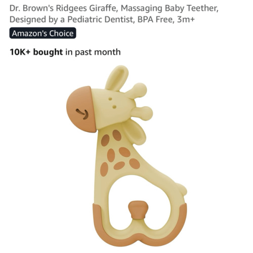 Dr. Brown's Ridgees Giraffe, Massaging Baby Teether, Designed by a Pediatric Dentist, BPA Free, 3m+
