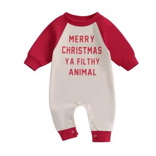 DuAnyozu Infant Baby Boys Girls Christmas Clothes Striped Santa Claus Jumpsuit Romper Newborn First Christmas Outfit Clothing