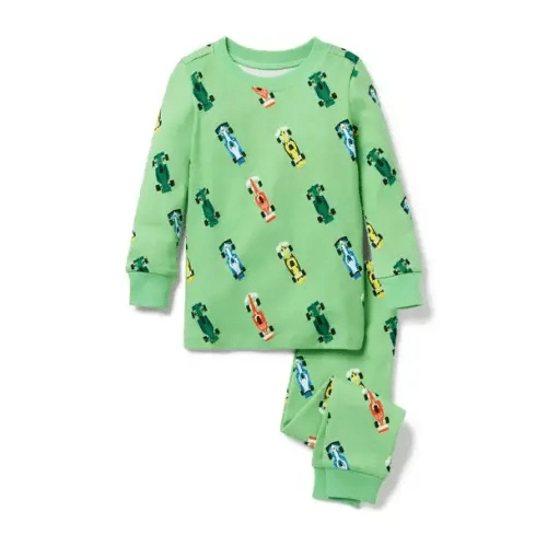 Boy Bright Green Race Car Good Night Pajama In Race Car by Janie and Jack