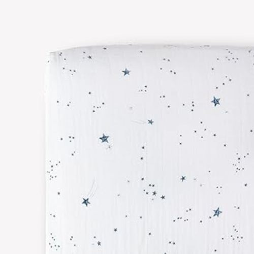 Little Unicorn Premium Crib Sheet | Breathable & Super-Soft Muslin Fabric (Shooting Stars)