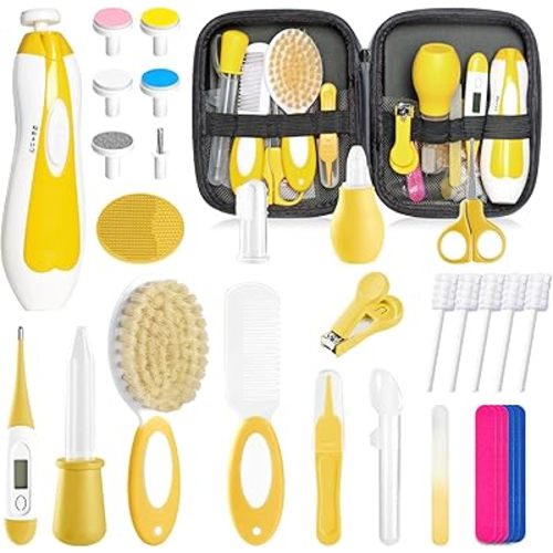 Baby Healthcare and Grooming Kit for Newborn Kids, 31PCS Upgraded Safety Baby Care Kit, Newborn Nursery Health Care Set, Baby Care Products (Yellow)