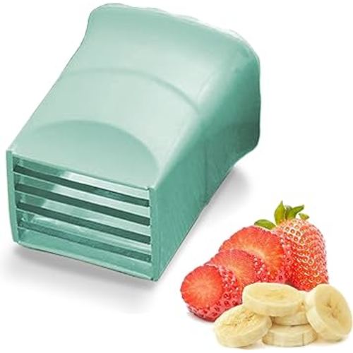 Cup Slicer - [NEW] Fruit Slicer Cup Egg Slicer, Stainless Steel Banana Strawberry Cutter, Quickly Making Soft Fruits, Vegetables Cutting Kitchen Gadget (Green (Pack of 1))