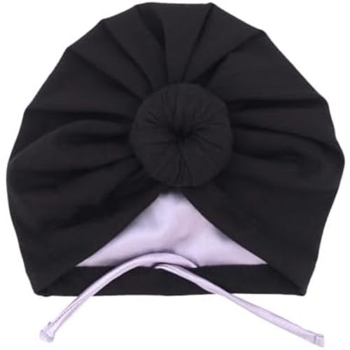 Silky Satin Lined Turban Hat for Babies Infant Toddler Girls Boys Bonnet Newborn Cotton Beanie Little Kids Shower Caps