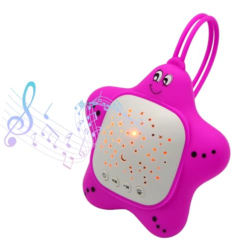 Portable Baby White Noise Sound Machine, Baby Sleep Shusher with Projector Star Starry Light, Sleep Sound Music for Baby (Large), Purple
