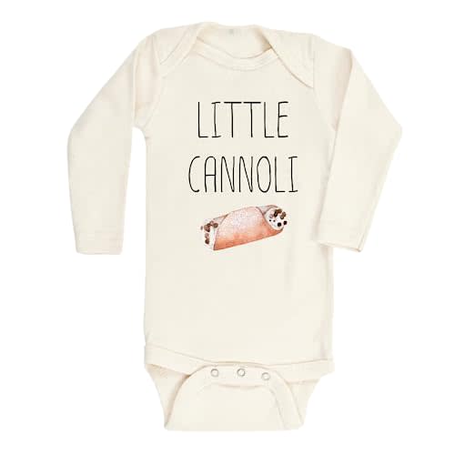 MangoHouse Kids Tshirt Baby Bodysuit Little Cannoli Baby Bodysuit Newborn Outfit Baby Shower Gift (Long Sleeve Natural, 3-6m)