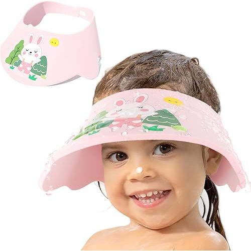 LADES Baby Shower Caps Shield - Adjustable Kids Bath Visor Hat Shampoo Washing Hair Protection Soft Cartoon for Toddler