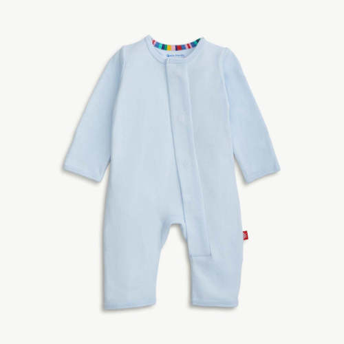 soft baby blue organic cotton magnetic coverall