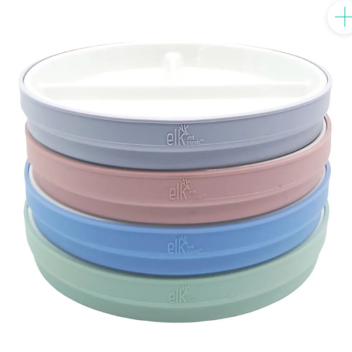 6.7"/16cm Porcelain White Divided Plates with Silicone Sleeves