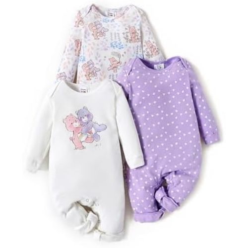 Care Bears Baby Girl Boy Clothes 3-pack Long Sleeve Bodysuit Cotton Unisex Baby Rompers Set