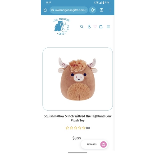 Squishmallow 5 Inch Wilfred the Highland Cow Plush Toy - Owl & Goose Gifts