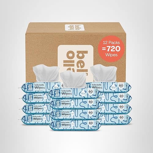 Hello Bello Extra Gentle Unscented Baby Wipes, Plant Based, Made with 99% Water and Aloe for Babies and Kids, 720 Count